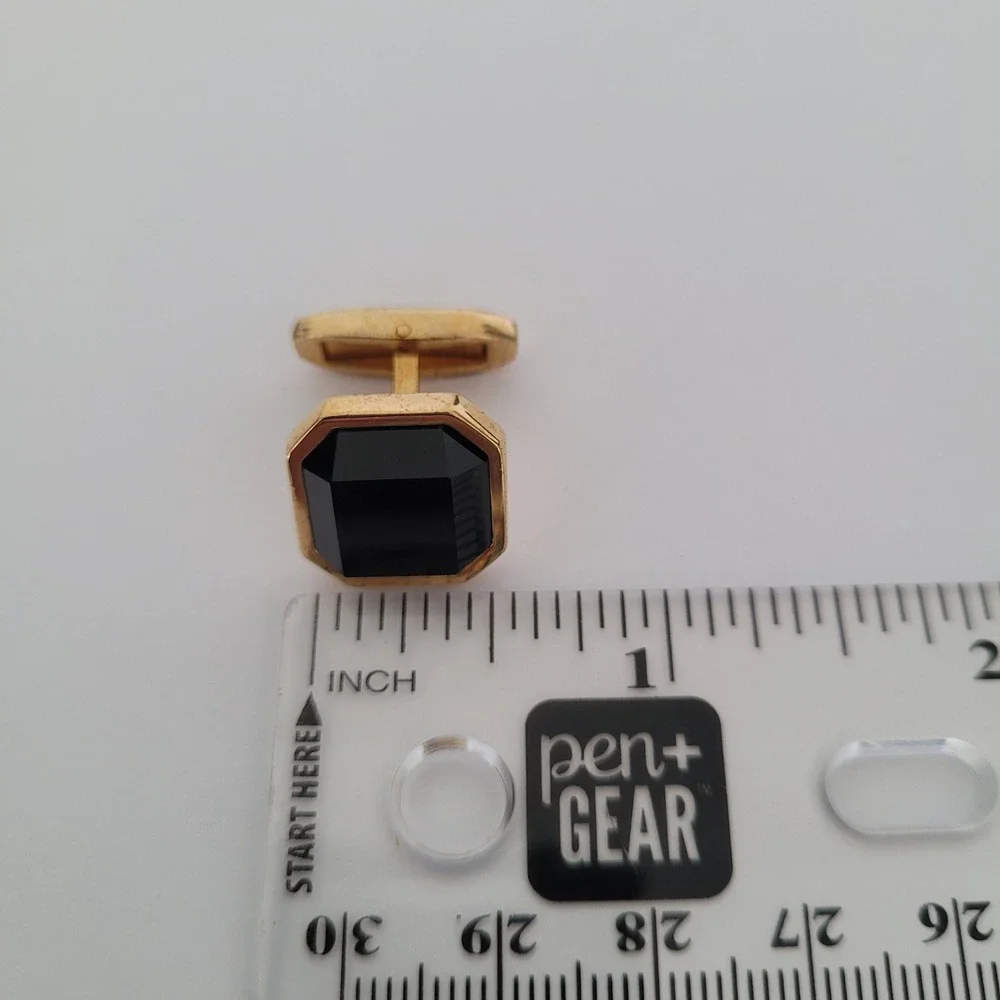 Dolce & Gabbana Mens Cufflinks Gold Tone Black Stone Octagon Made in Italy Box